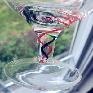 2 vtg Lenox color swirl champagne coupe glasses